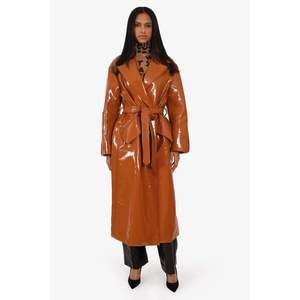 Ellery Brown Vinyl Trench Coat Size 10